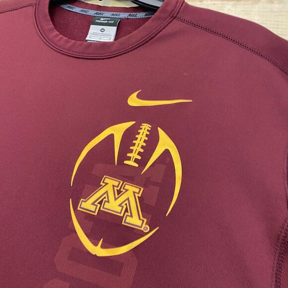 Minnesota Golden Gophers Sweatshirt Medium Maroon Crewneck Football Nike Therma - Picture 3 of 12